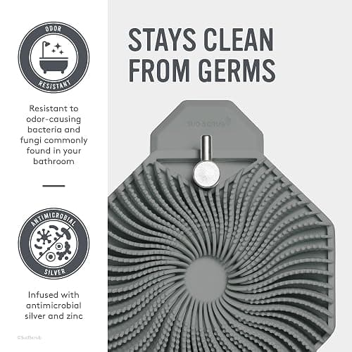Sud Scrub Antimicrobial Shower Hooks, Self Adhesive, Heavy Duty Removable, Stick On for Hanging, Bathroom Towel Hook (Charcoal) thumbnail 2