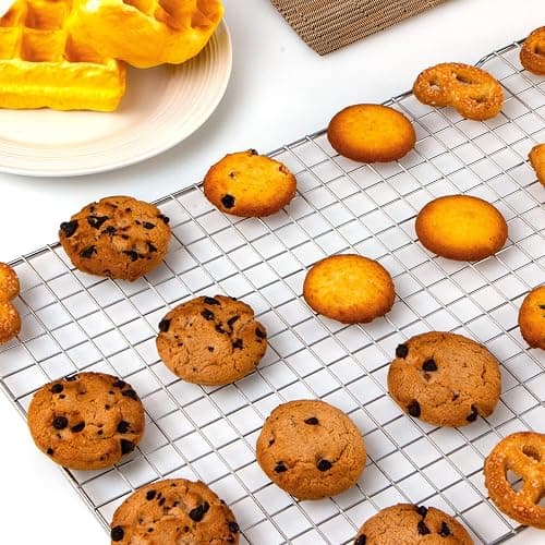 Cooling Rack for Baking 2-Pack, 16x10 Inches Baking Rack, Thick Wire Cookie Rack for Cooking, Roasting, Grilling, Drying, Oven Safe, Fits Half Sheet Pan, Silver thumbnail 2