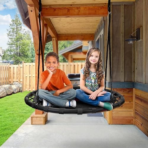Sorbus Saucer Tree Swing -Kids Outdoor Disc Round Swing - 40" Heavy Duty 220lbs Seat- Easy Install Flying Saucer Web CircleSwing- Perfect for Gift,Playground, Birthday, Xmas, Indoor Outdoor TireSwing thumbnail 4