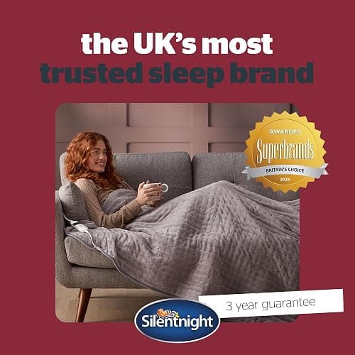 Silentnight Comfort Control Heated Throw Blanket - Luxury Fleece Electric Heated Overblanket for Sofa Bed with 9 Heat Settings, Fast Heat-up and Safety Shut Off - Machine Washable - 120x160cm - Grey thumbnail 8