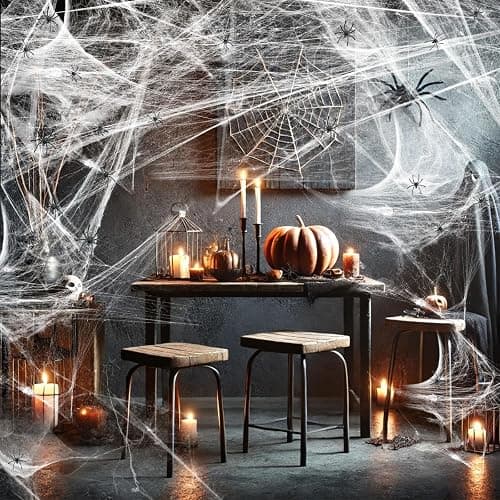 1200 sqft Halloween Spider Webs and 50pcs Fake Spiders Super Stretch Cobwebs Party Decorate for Halloween Theme Indoor and Outdoor Decoration thumbnail 7