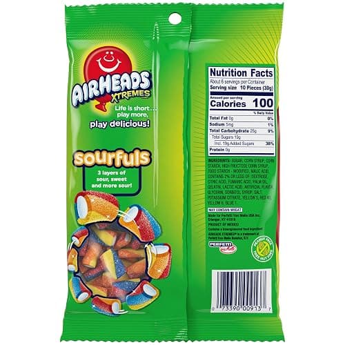 Airheads Xtremes Sourfuls, Sweetly Sour Candy, Rainbow Berry, Individually Wrapped Bulk Candy for Adults & Kids, Party, Concessions, Non-Melting, 6 Oz thumbnail 2