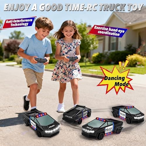 Remote Control Car Toys, 1:20 Police Theme RC Truck with Flashing LED Lights and Loadspace, 2.4 GHz Rechargeable Racing RC Cars Vehicle Toys for Kids Boys Girls 3 5 7 10, Christmas Birthday Gift thumbnail 6