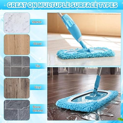Chicplaid 8 Pack Reusable Microfiber Mop Pads Compatible with Swiffer Sweeper Dry Wet Mop Cloths Washable Refills for Hardwood Laminate Floor Cleaning, 9.84 x 4.53 Inch(Blue) thumbnail 7
