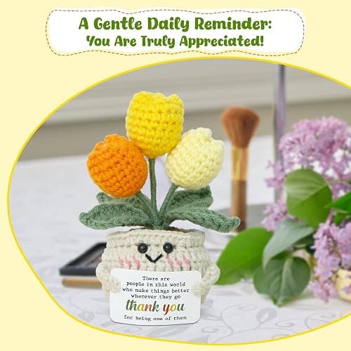 OASSIE Christmas Thank You Gifts for Women - Mini Positive Tulip Flowers Emotional Support Crochet - Christmas Stocking Stuffers Appreciation Retirement Gifts for Woman Coworker Boss Friend Teacher thumbnail 5