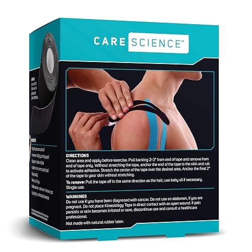 Care Science Waterproof Kinesiology Tape, 40 ct Precut Strips (2 Rolls), Black | Elastic Sports & Weightlifting Tape Supports Muscles & Joints. Water Resistant thumbnail 8