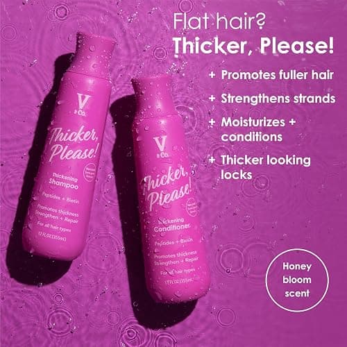 V&Co. Beauty Thickening Hair Shampoo & Conditioner Set (12 Oz. Each) with Peptide Technology, Biotin and Coconut Oil, Sulfate Free Shampoo & All Natural Conditioner for Thickening Hair, Builds Density thumbnail 3