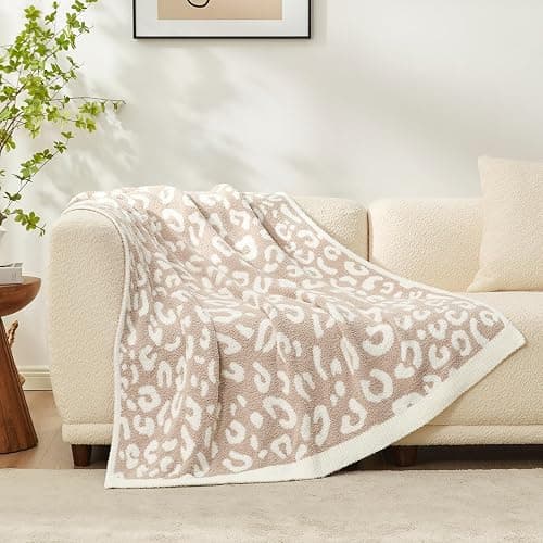 Snuggle Sac Leopard Throw Blanket for Couch Bed Sofa 50x60 inches, Reversible Beige Leopard Blanket Ultra Soft Cozy Blankets for Women Mothers Birthday Gifts thumbnail 4