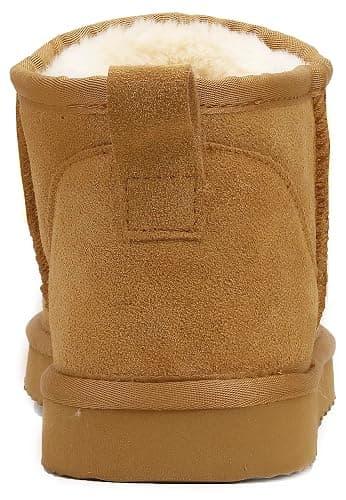 Snow Boots for Women, Mini Ankle Booties Memory Foam Winter Shoes Low Heel Suede Leather Fur lined Warm Flat Boots thumbnail 4