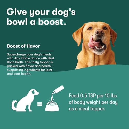 Jinx Kibble Sauce for Dogs - Premium Dog Food Kibble Topper Sauce & Flavor Booster Made with Beef Bone Broth - All-Natural Ingredients, No Additives or Fillers - 12 Oz thumbnail 7
