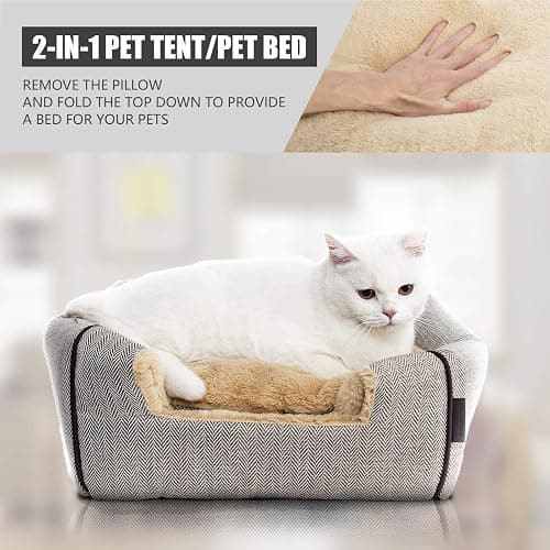 WINDRACING Cat Bed for Indoor Cats - Cat Cave Beds Cat House Cat Tent with Removable Washable Cushioned Pillow, Soft Kitten beds,Cat Beds & Furniture, for Small and Medium Pet Bed thumbnail 4