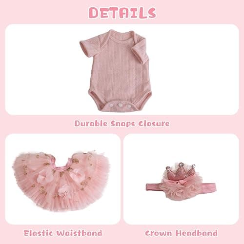 EKOKIZ Reborn Baby Dolls Clothes Girl Pink Baby Clothes for Dolls 17-20 Inches Doll Outfits and Accessories for Realistic Newborn Girl - Pink Saree thumbnail 2