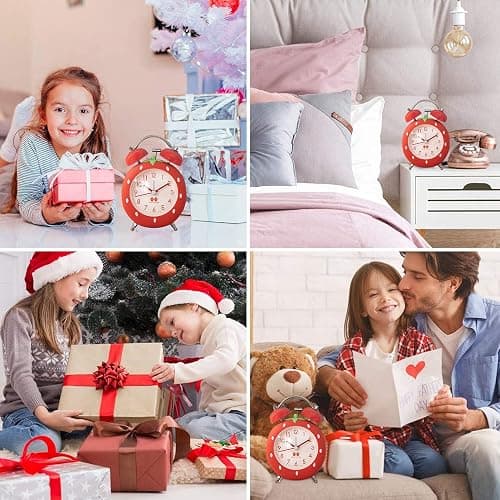N0 Strawberry Alarm Clock for Kids, Cute Alarm Clock for Heavy Sleepers with Backlight,Loud Twin Bell Alarm Clock for Bedroom Decoration (Pink) thumbnail 8