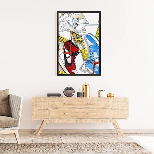 Hypebeast,AJ Shoe Poster Art Sports Themed Wall Art Boy Room, Hypebeast Shoe Poster, Shoe Shoe Box series Aesthetic Cool poster Teen Boy Men Room Dorm Bedroom wall decoration (Black Frame, 8" x 10") - Style6 - 10L" x 8W" thumbnail 2