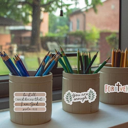 Puraesla 160pcs Boho Christian Stickers Inspirational Bible Verse Stickers, Waterproof Vinyl Faith & Jesus Decals for Journaling Bibles Water Bottle Scrapbook Laptop Gifts for Kids thumbnail 9