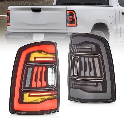 VLAND Tail Lights Compatible with 4th Gen Dodge Ram 1500 2009-2018 Ram 2500/3500 2010-2018, Rear Lights w/Startup Animation w/Amber Sequential, Fit Led/Halogen Models One Set Color Clear - Image 1