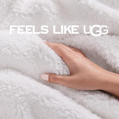UGG Bliss Throw Blanket Plush Soft Fleece Fluffy Blankets for Bed or Couch Oversized Warm Reversible Machine Washable Medium Weight Home Decor Giftable Throw, 50-inch x 70-inch, Quartz Pink thumbnail 5