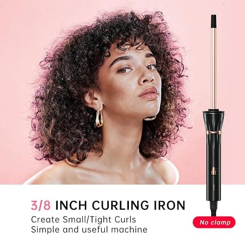 HIRAY 3/8 Inch Curling Iron,9mm Tiny Curling Wand,Ceramic Small Barrel Curling Iron with Adjustable Temperature,Fast Heating,for Short & Long Hair thumbnail 2
