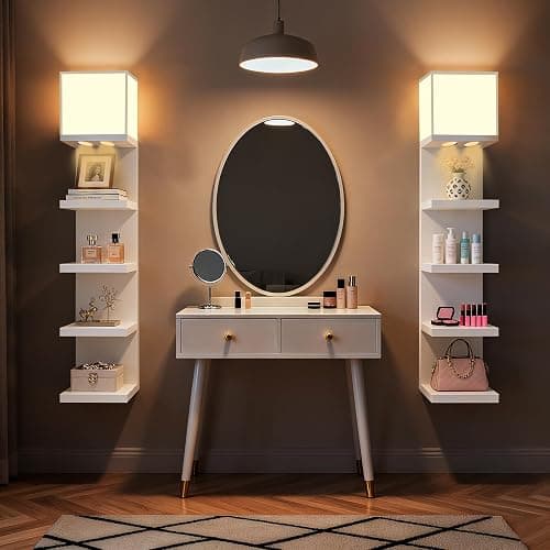 Jetfans 5 Tier Wall Shelf Unit with Light, Lack Wall Shelf, Modern Vertical Floating Shelf, Decorative Wall Mount Vertical Shelves for Bedrooms, Living Rooms, Vanity, Floating Storage, White thumbnail 3