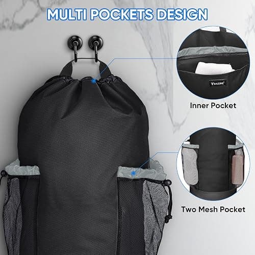 BALEINE 120L Laundry Bag Backpack, 900D Oxford Fabric Large Travel Laundry Bags with Shoulder Straps and 2 Mesh Pockets for College Dorm, Apartment, Laundromat (Black, 120L) thumbnail 3
