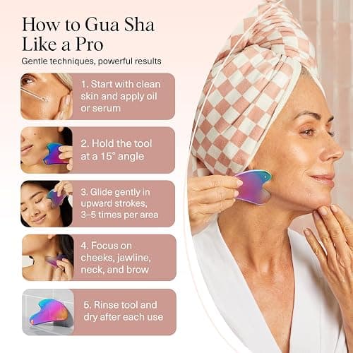 Kitsch Stainless Steel Gua Sha Facial Tools - Lymphatic Drainage Massager for Face & Chin, Jawline Shaper, Double Chin Reducer, Guasha Tool for Face Massager, Skin Care Tools - Irridescent thumbnail 7