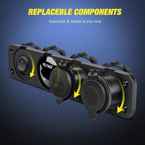Nilight 4 in 1 ON/Off Charger Socket Panel PD Type C and QC 3.0 USB Power Outlet LED Voltmeter Cigarette Lighter Rocker Toggle Switches for Truck Car Boats RV thumbnail 5
