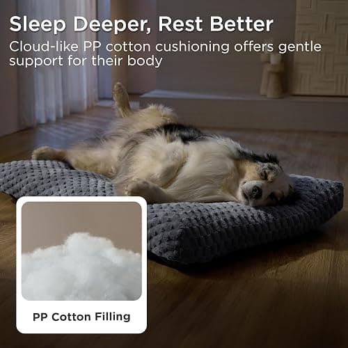 Bedsure Small Washable Dog Bed for Crate, Soft Fluffy Bubble Fleece Pet Bed Mat, Non-Slip and Machine Washable Kennel Sleeping Pad for Small Dogs/Puppy/Cat, for Crate/Floor/Car, 23"x17"x3", Beige thumbnail 3