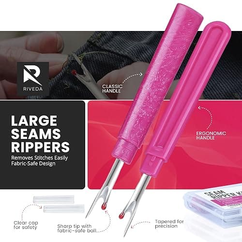 Seam Ripper Kit 7 Pcs - 1 Large, 1 Ergonomic, 2 Small Seam Rippers, Thread Cutter, Scissor, Measuring Tape - Sewing Accessories for Notions Quilting Crafts thumbnail 3