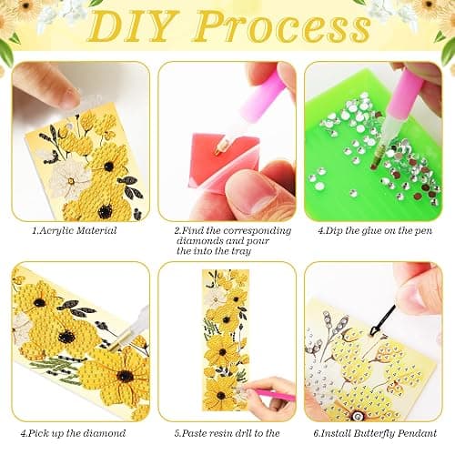 4pcs Flower Diamond Art Bookmarks Kit Floral Diamond Bookmarks for Adults 5D DIY Diamond Art Kit for Spring Reading Lover Book Lover Students DIY Gem Crafts Gift thumbnail 5