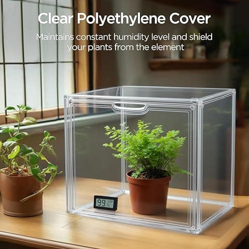 HBlife Mini Greenhouse for Indoor, Clear Stackable Green House with Magnetic Waterproof Door for Small Plants Nursery Germination, Tabletop Portable Greenhouse, 14.1x8.6x10.6 Inch (1 Pack) thumbnail 4