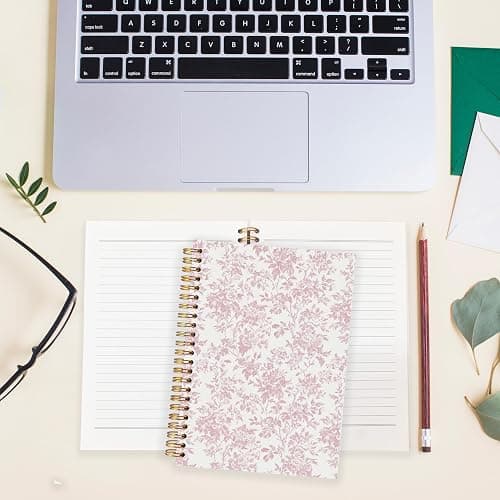 BearCake Pink Floral Chinoiserie Grandmillennial Notebook Journal,Aesthetic Notebook, Chinoiserie Journal,Notebooks for Work, Hardcover Spiral Notebook 5.5x8.3 thumbnail 2
