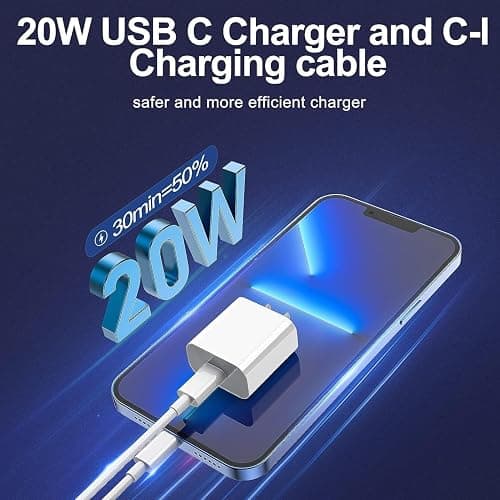 iPhone Charger Fast Charging 2 Pack Type C Wall Charger Block with 2 Pack [6FT&10FT] Long USB C to Lightning Cable for iPhone 14/13/12/12 Pro Max/11/Xs Max/XR/X,AirPods Pro thumbnail 3