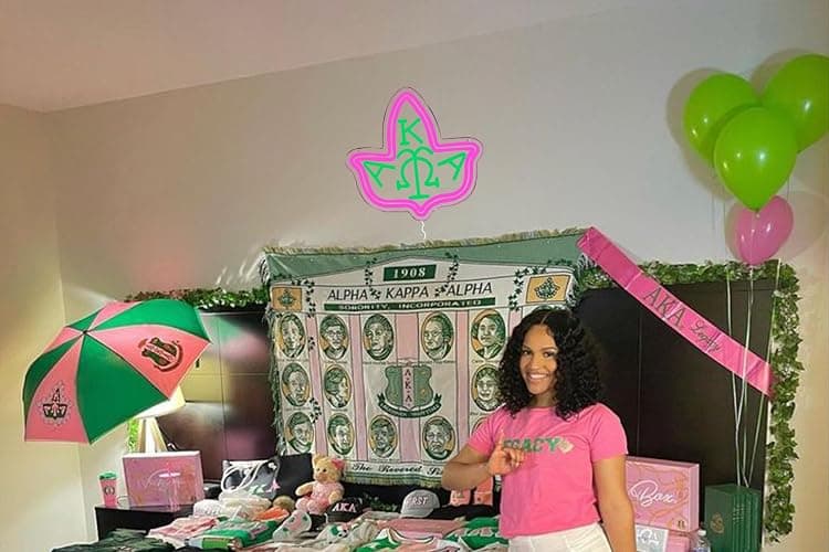 AKA Pink Neon Signs for the Wall, Greek Sorority Paraphernalia, Aka Sorority Gifts for Women Pink and Green graduation Gift, Home Accessories, Birthday Presents, Birthday Party Decorative 14 * 13inch thumbnail 6