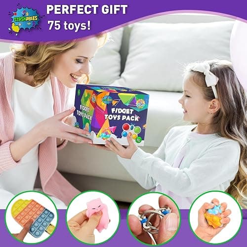 75 pcs Fidget Toys Kids Pack - Pinata Fillers, Party Bag Fillers, Classroom Prizes, Stress Relief Toys, Goodie Bag Fillers and Rewards for ADHD, Autism Bulk Fidgets Box Gifts, Toys for Boys and Girls thumbnail 5