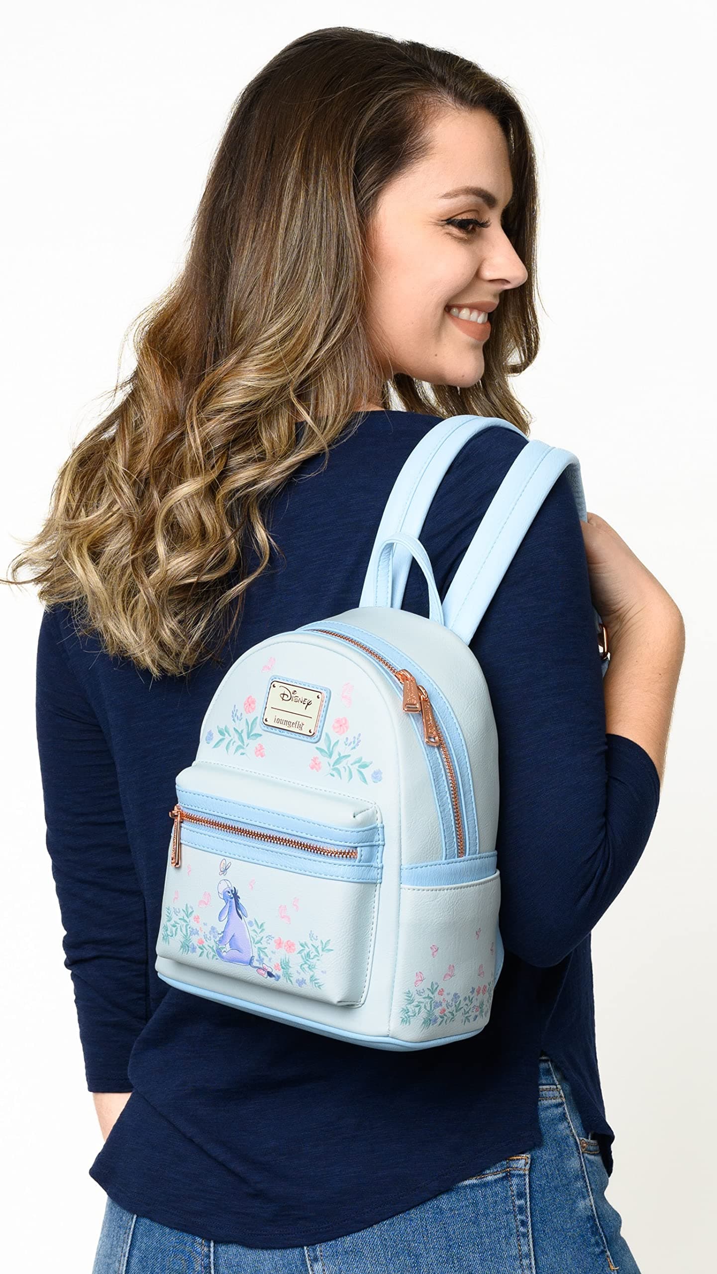 Loungefly Winnie the Pooh Eeyore Mini Backpack Handbag Floral Print Double Strap Shoulder Bag thumbnail 7