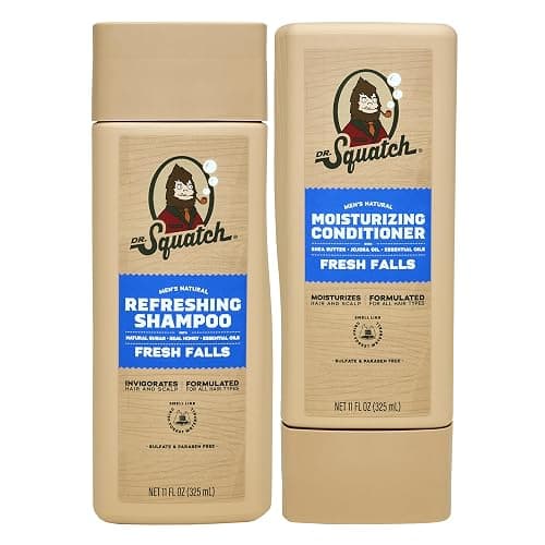 Dr. Squatch Natural Hair Bundle for Men - Healthy, Full Looking Hair - Fresh Falls Shampoo (11 fl oz), Fresh Falls Conditioner (11 fl oz) - Image 1