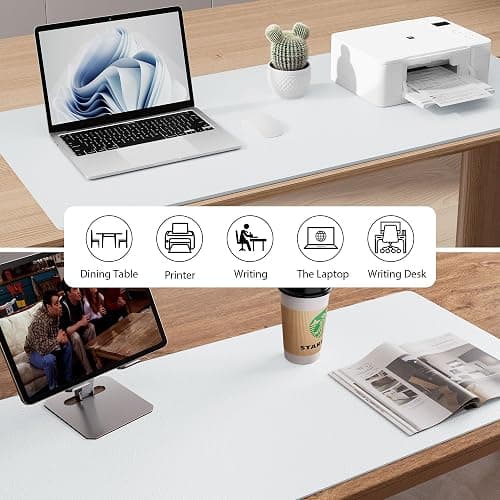 Aothia Leather Desk Pad Protector, Office Mat, Large Mouse Pad, Non-Slip PU Leather Blotter, Laptop Desk Pad, Waterproof Writing Pad for Office and Home (Barely Grey, 31.5" x 15.7") thumbnail 6