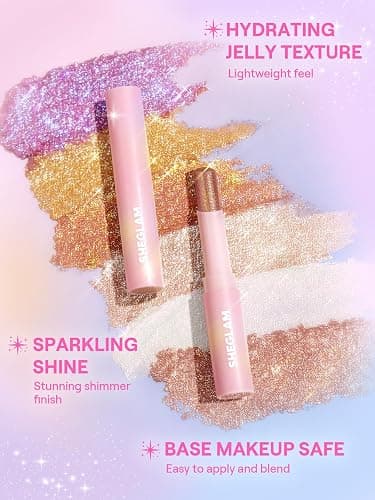 SHEGLAM Crystal Jelly Glaze Stick Eye Shadow Stick Eyeliner Brightener Pencil Crayon with Brush Easy to Blend Long Lasting Shimmer Eyeshadow-Aura Blitz thumbnail 4