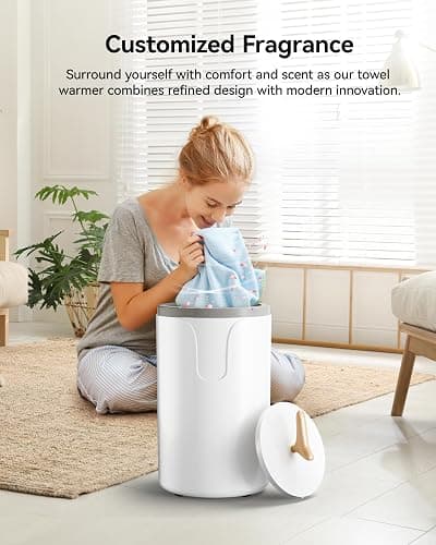 EUHOMY Large Towel Warmer for Bathroom, 3 Timer Settings (30/60/90 Mins), Auto Shut-Off, Fragrance Disc Holder, Bucket Towel Warmer for Oversized Towels, Blankets & Bathrobes, White thumbnail 8