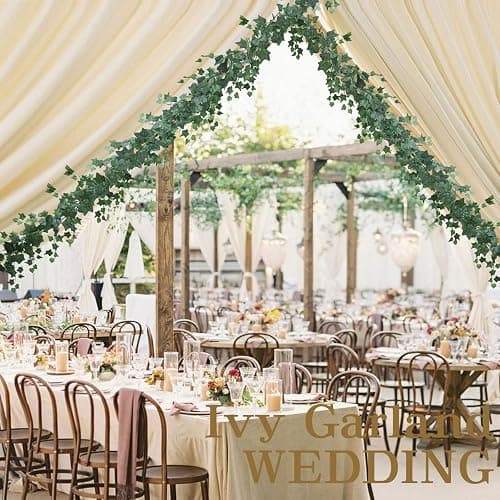mizii 2 Strands Artificial Vines Ivy Garland 79" Fake Vine with Silk Green Leaves Faux Hanging Plants Greenery Decoration for Outdoors Party Wedding Indoor Mantle Bedroom Home Decor (Ivy) thumbnail 6