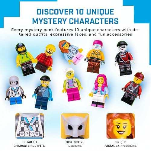 Brick Loot Random Minifigure Pack 10-Piece Building Brick Character Figures | Includes random minifigures with accessories, compatible with most building bricks for collecting, display, and creative play thumbnail 3