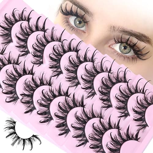 Manga Lashes Cat Eye Dramatic False Eyelashes Wet Look D-Curly Long Anime Lashes Strips Thai Style Manhua Lashes Strips Cosplay Eyelashes Wispy Spiky Lashes 12-20MM 9 Pairs by Zegaine - Image 1
