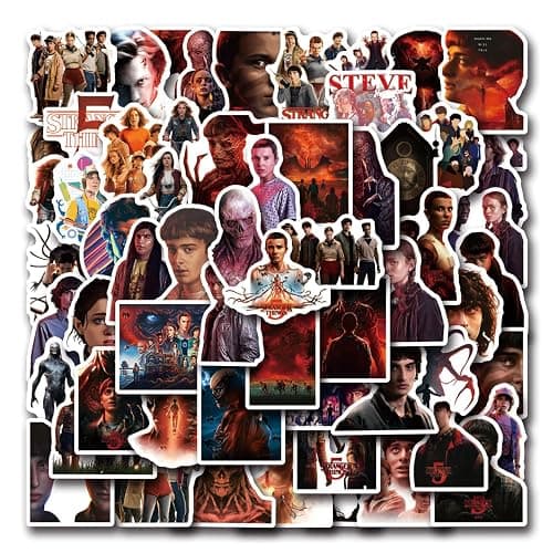 60pcs Movie Stranger Things 5 Stickers for Girl Waterproof Decal for Water Bottle,Adult Teen Kids Travel Case, Laptop, Guitar, Skateboard, Phone, Computer, Bike, Notebook, Helmet thumbnail 2