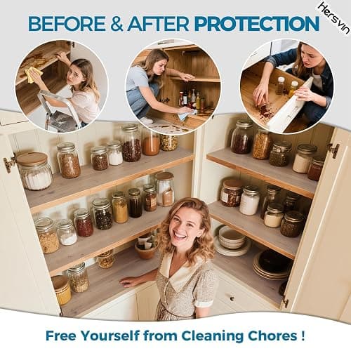 Hersvin Kitchen Drawer Liners 44.5cmx500cm Cupboard Liners, Cabinet Shelf Mats Non Slip Non-Adhesive Oil-Proof Waterproof EVA Plastic Protector Refrigerator Shelves Protective Lining (Clear Dot) thumbnail 3