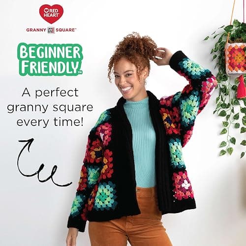 Red Heart All in One Granny Square Black- Cyber Leaf Yarn - 3 Pack of 250g/8.8oz - 100% Acrylic - #4 Worsted (Medium) - 381m/417Yards - for Knitting, Crochet and Amigurumi thumbnail 6