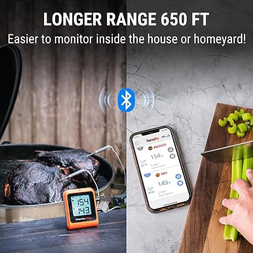 ThermoPro 650 ft Wireless Meat Thermometer Digital for Grilling and Smoking, 2 Probes Bluetooth Meat Thermometer for Cooking Turkey Fish Beef, Rechargeable Smoker Accessories for BBQ Oven thumbnail 2