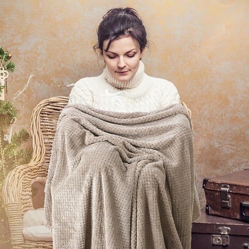 Newwiee 4 Pcs Flanne Fleece Throw Blanket for Bed Couch Large 3D Waffle Textured Soft Blanket Winter Warm Lightweight No Shedding No Pilling Decorative Throw, 50x60 Inch(Neutral Color) thumbnail 2