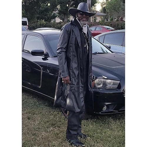 Maiyifu-GJ Mens Retro Faux Leather Trench Coat Full Length Steampunk Long Overcoat Vintage Open Front Cardigan Jacket thumbnail 2