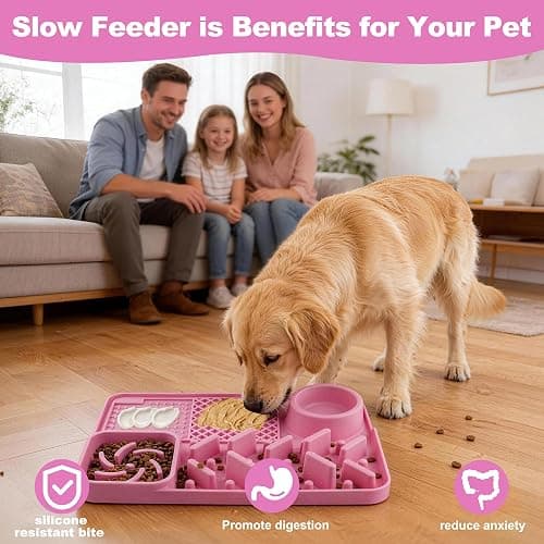 Yawindeo Lick Mat for Dogs, 4-in-1Multifunctional Silicone Slow Feeder Bowl with Suction Cups for Dog Cat, Snuffle Mat for Pet Smell Training Toys Pink thumbnail 2