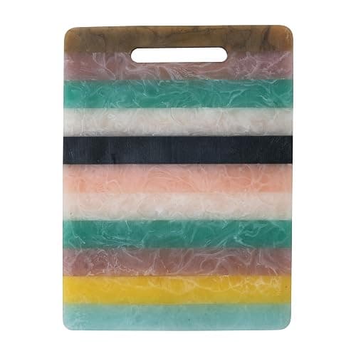 Creative Co-Op Marbled Resin Striped Cheese and Serving Board with Handle, Multicolor - Image 1
